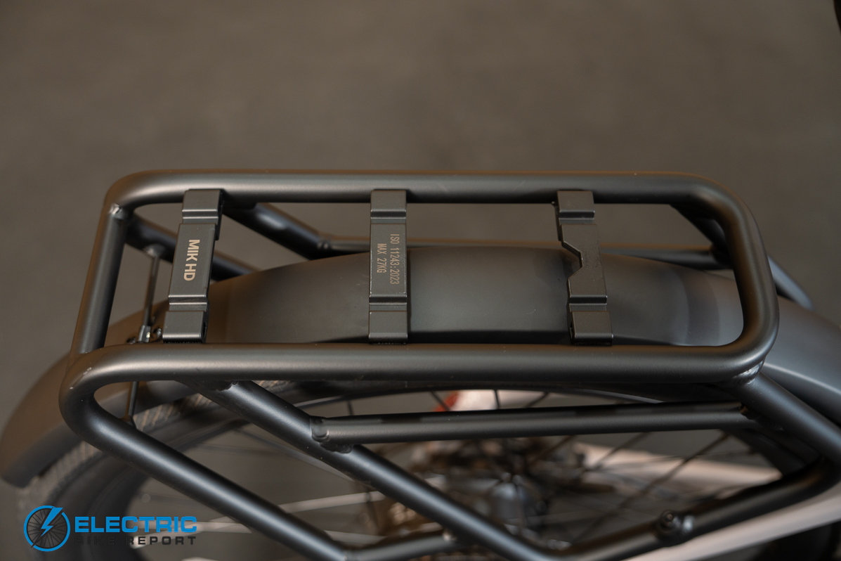 Pedego Ridge Rider 2 rear rack for cargo carrying and utility on the electric mountain bike