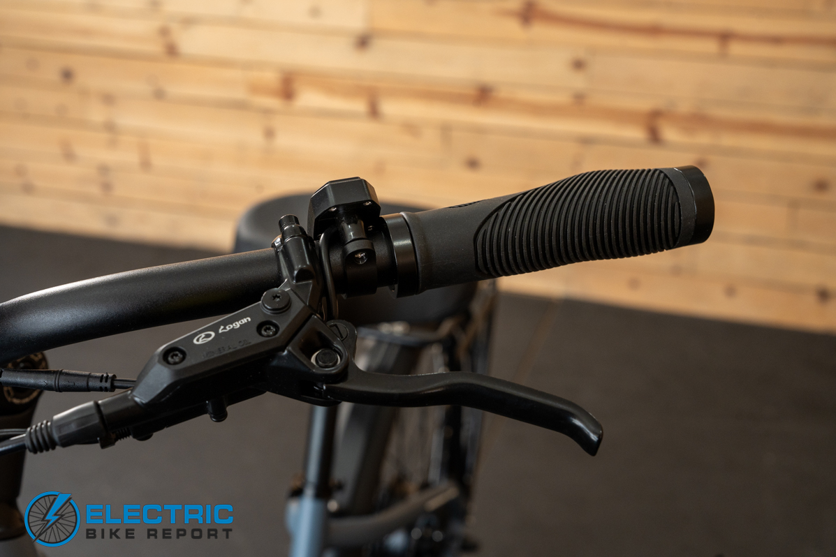 Puckipuppy Poodle electric bike left side handlebar and front end close-up view