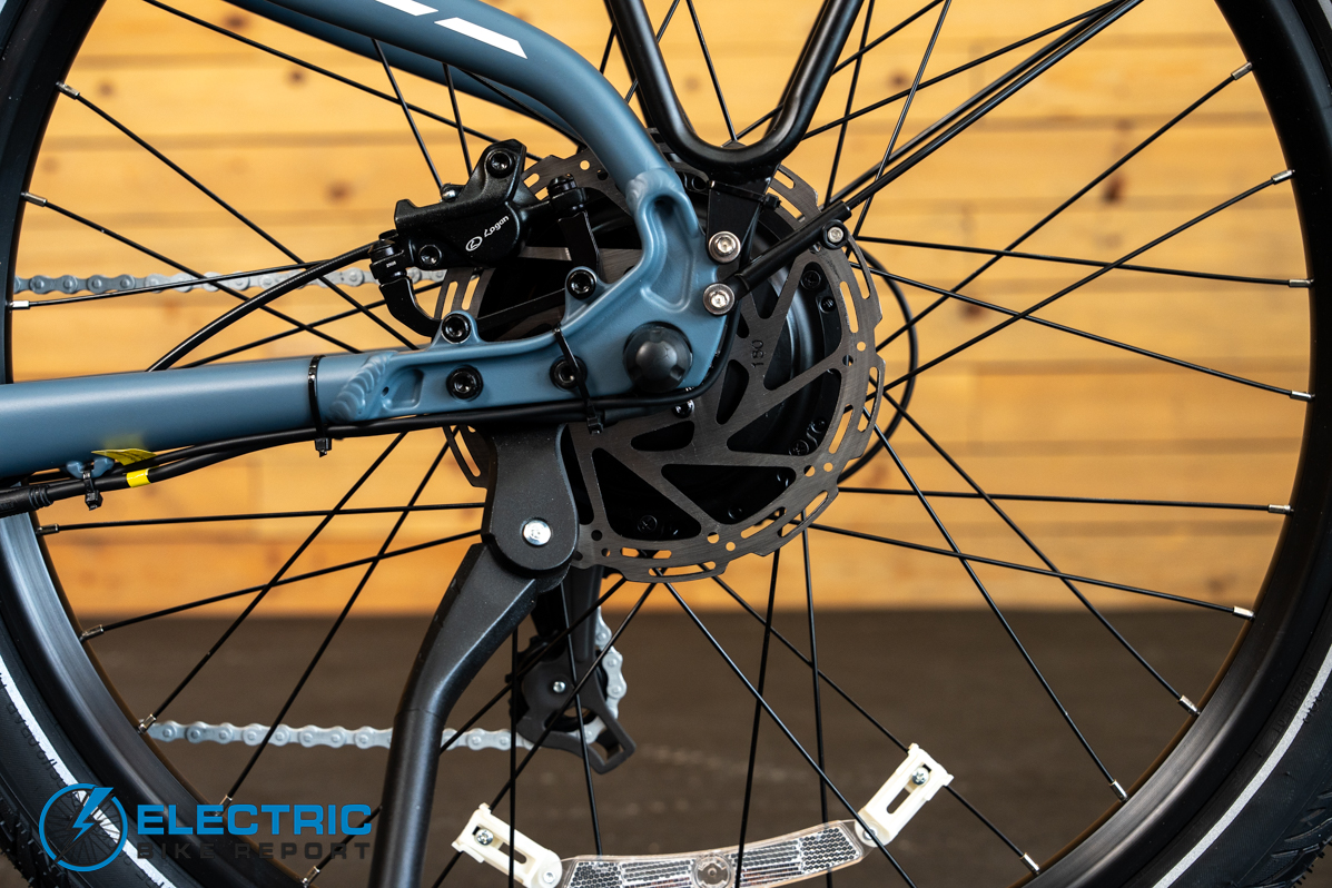 Puckipuppy Poodle electric bike rear brake caliper close-up detail