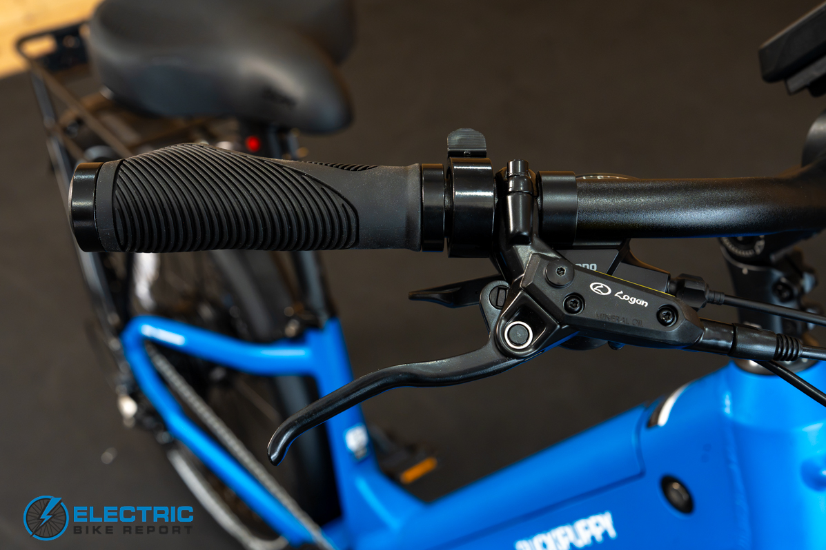 Puckipuppy Poodle Pro electric bike brake lever and brake system close-up detail
