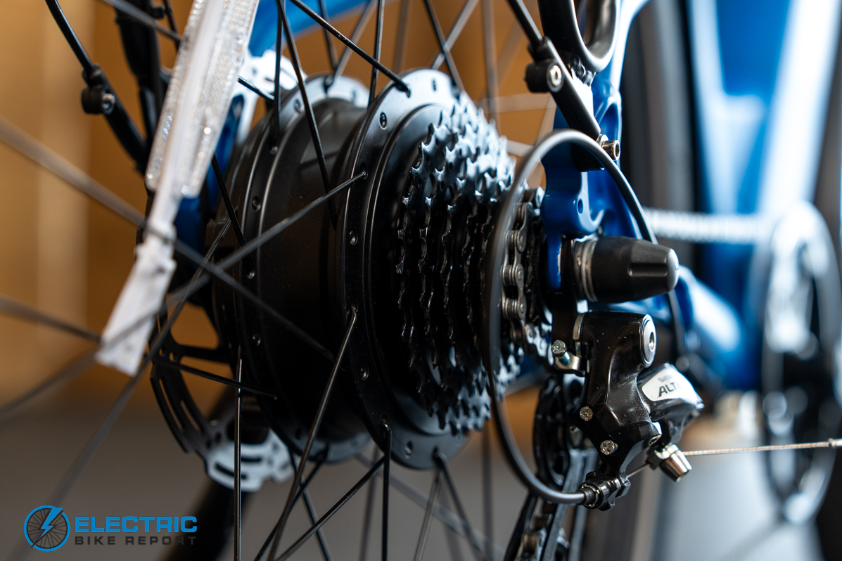 Puckipuppy Poodle Pro electric bike cassette close-up showing rear gear cluster