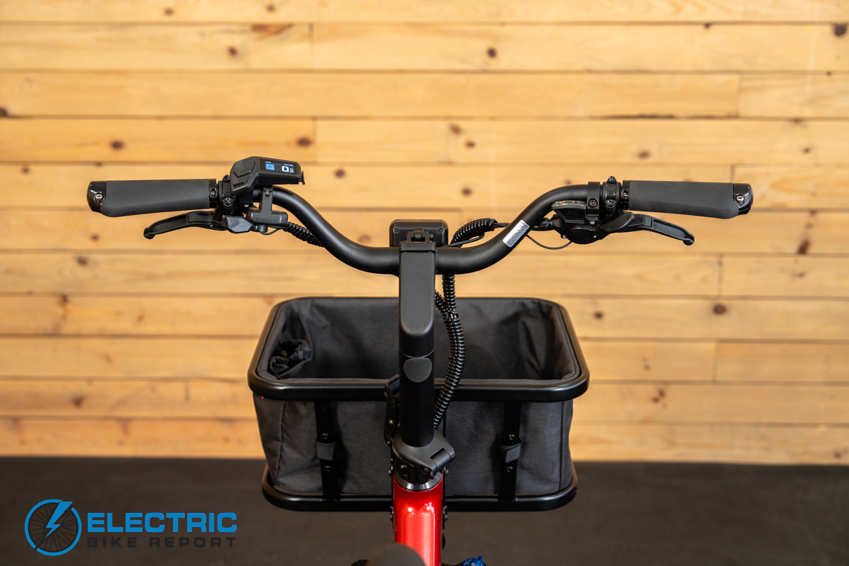Radio Flyer Loop electric bike cockpit showing handlebars display and controls