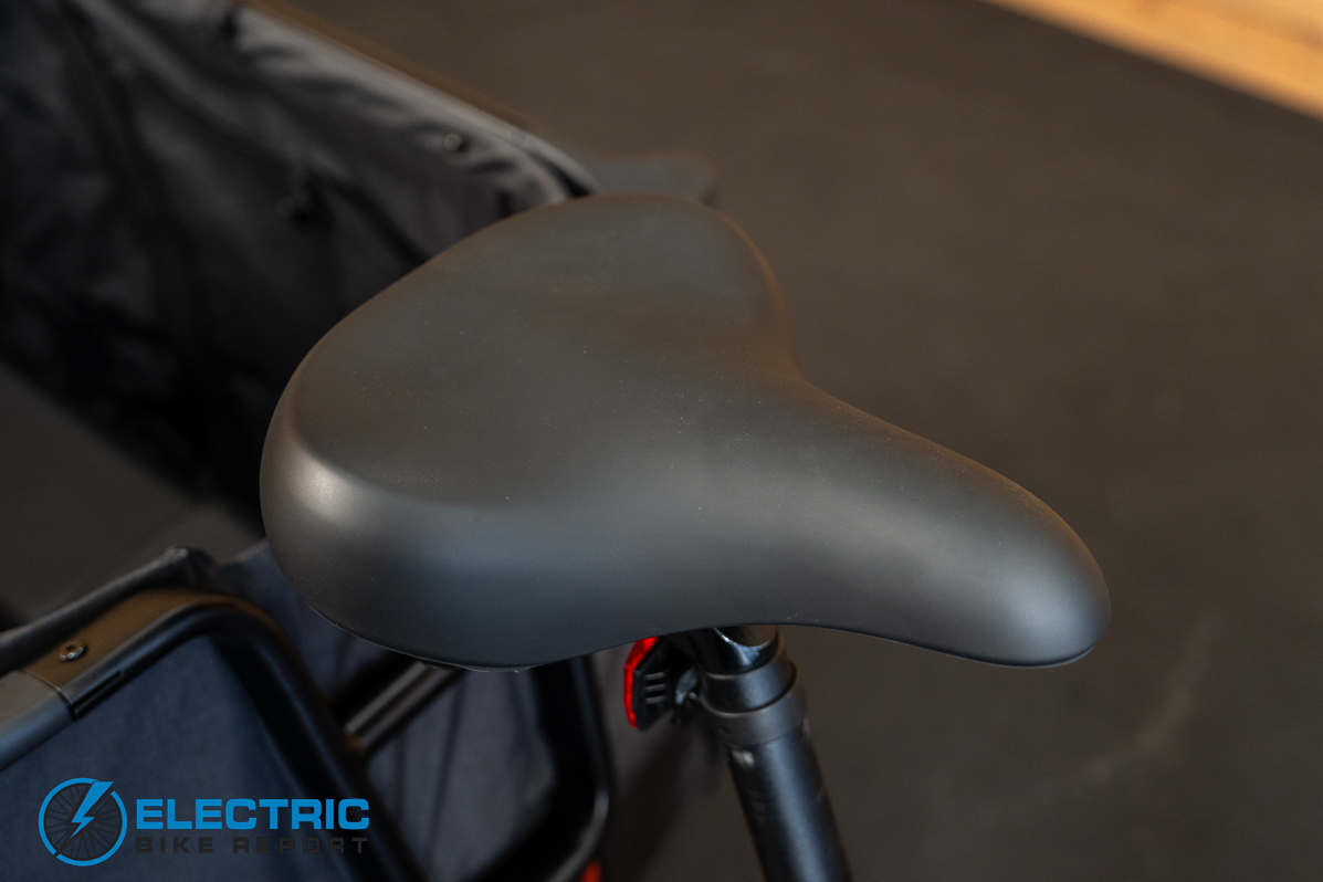 Radio Flyer Loop electric bike saddle close up view