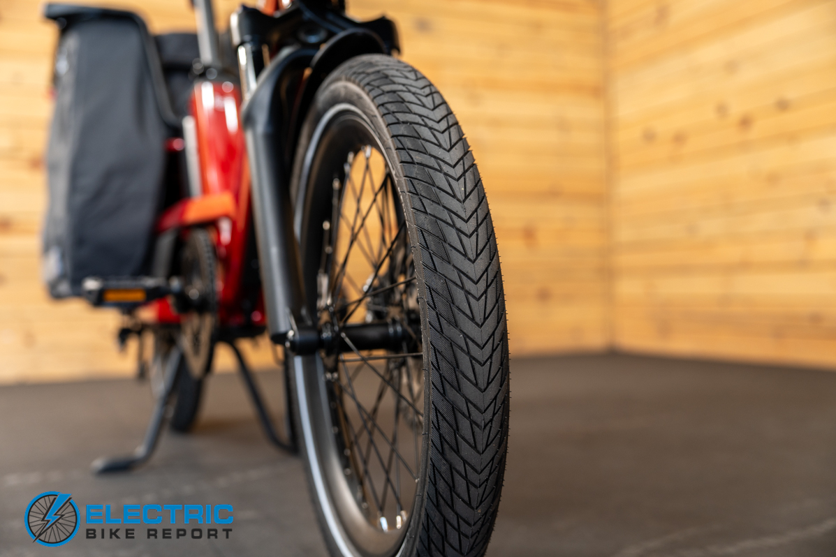 Radio Flyer Loop electric bike tire tread pattern close up detail