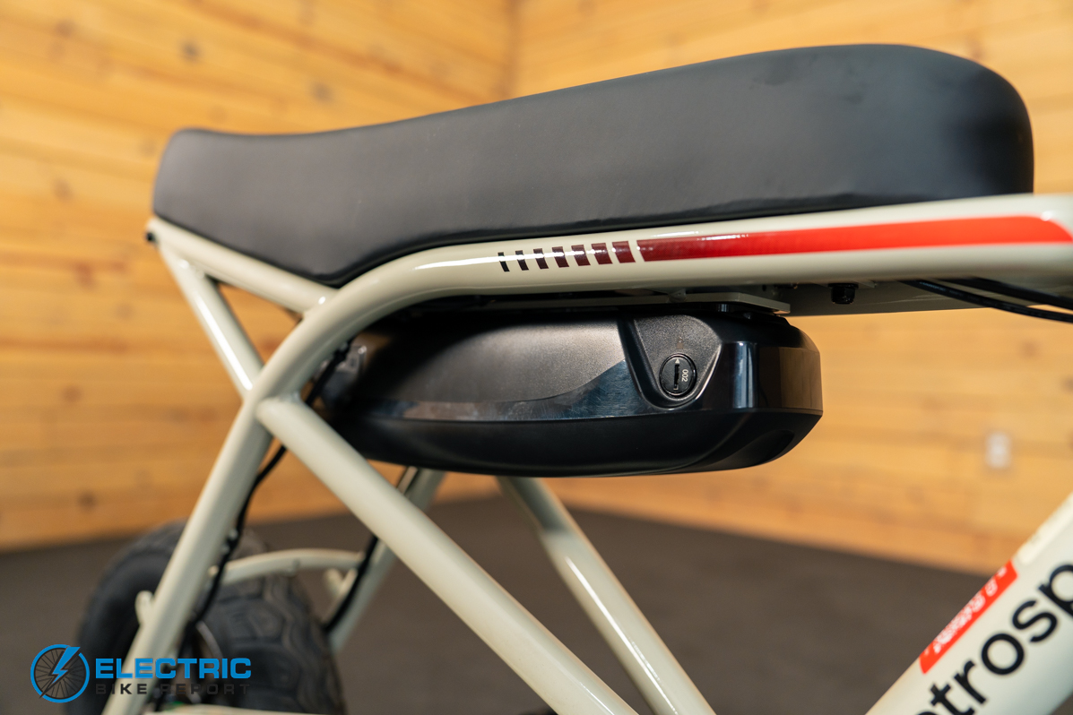 Retrospec Valen Rev 14 electric bike battery close-up detail