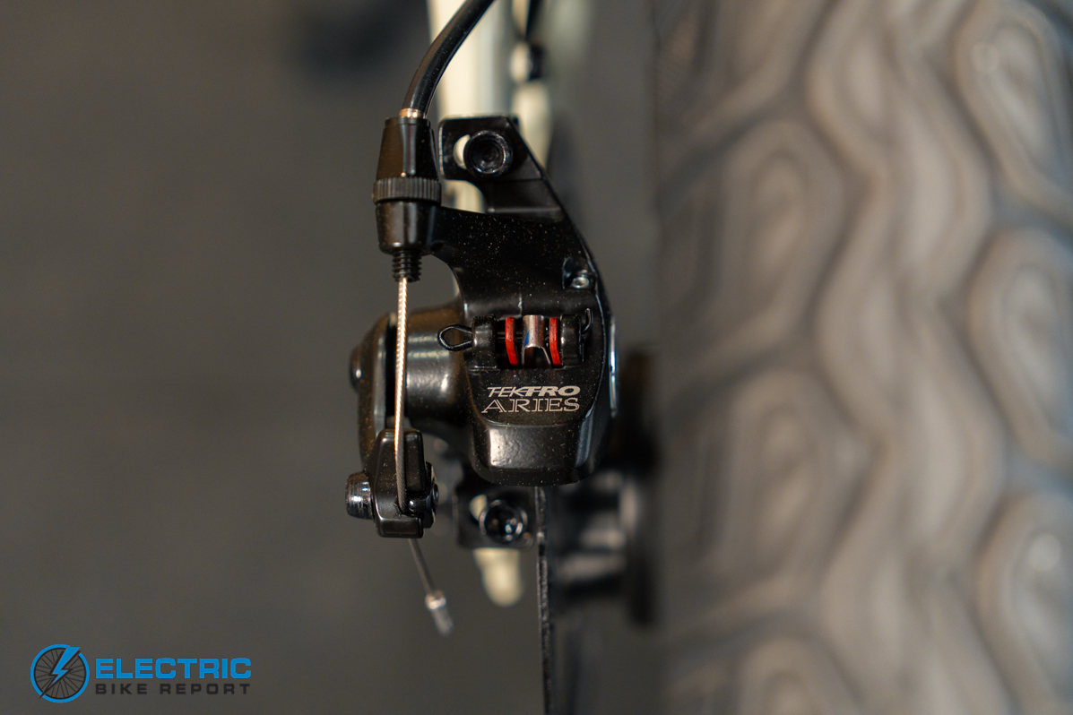 Retrospec Valen Rev 14 electric bike brake caliper close-up detail