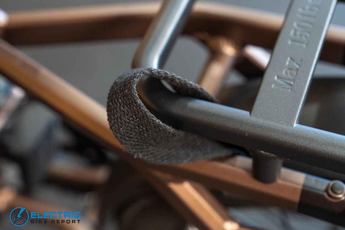 Ride1Up Portola braided rack cord detail close-up