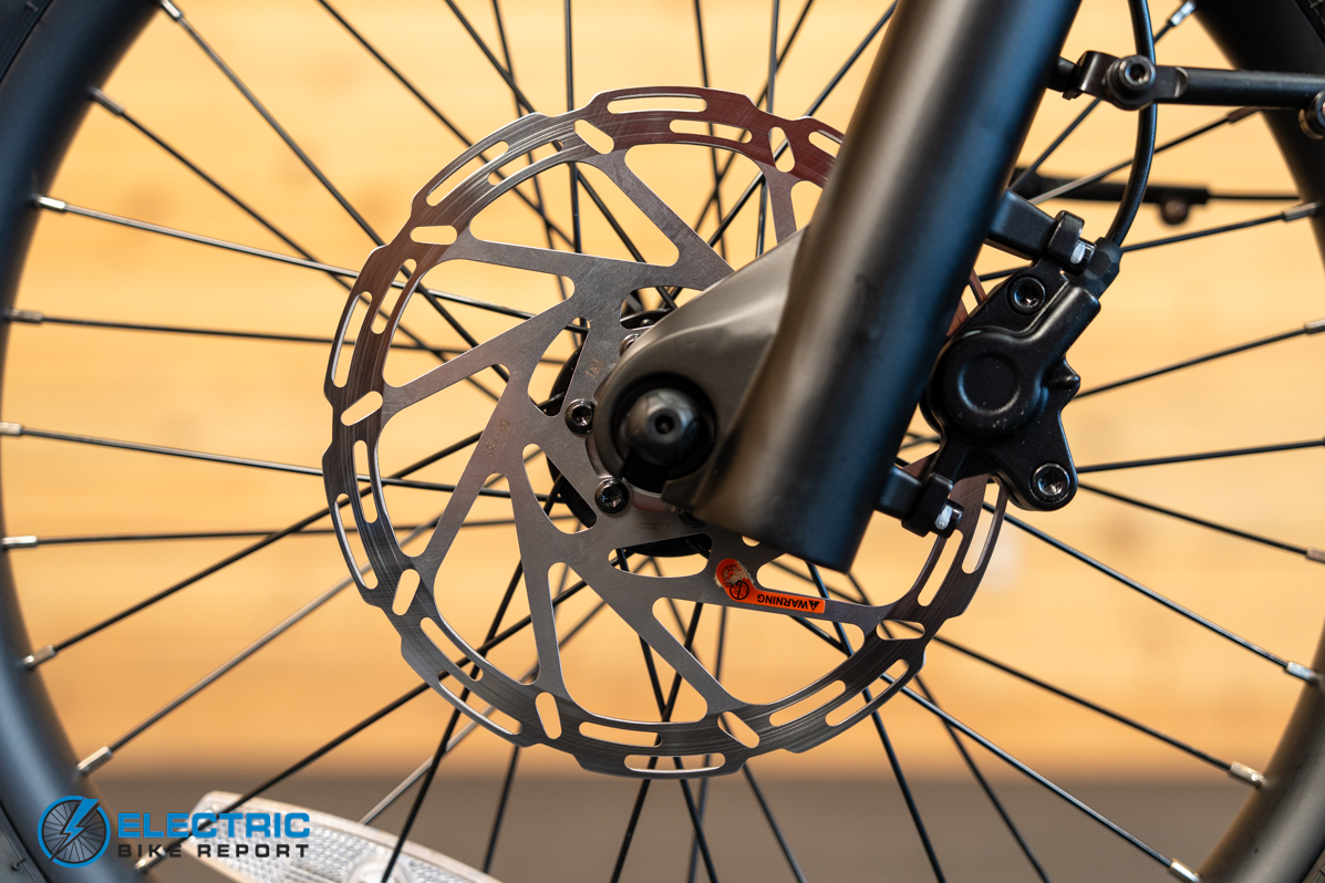 Ride1Up Portola front brake caliper close-up detail
