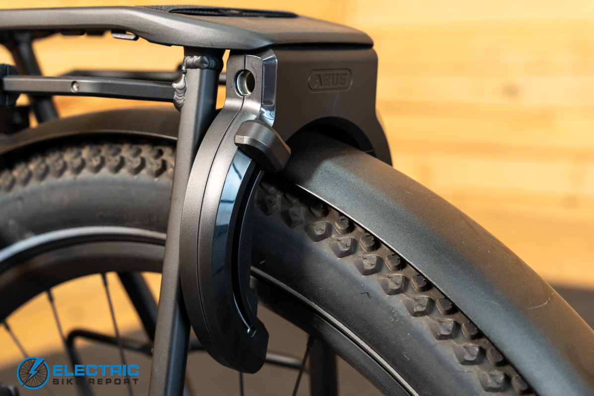 Specialized Turbo Vado 3.0 5.0 rear wheel lock security feature close up