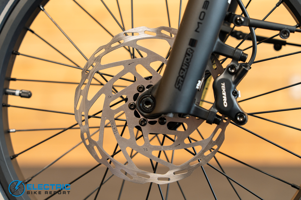 Tarran L1 electric bike front brake caliper close-up detail