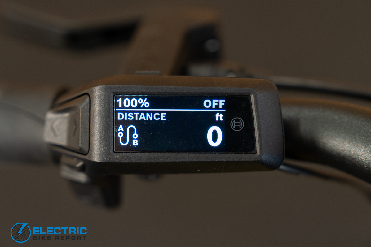 Tern HSD P10e electric bike display screen closeup showing controls and settings