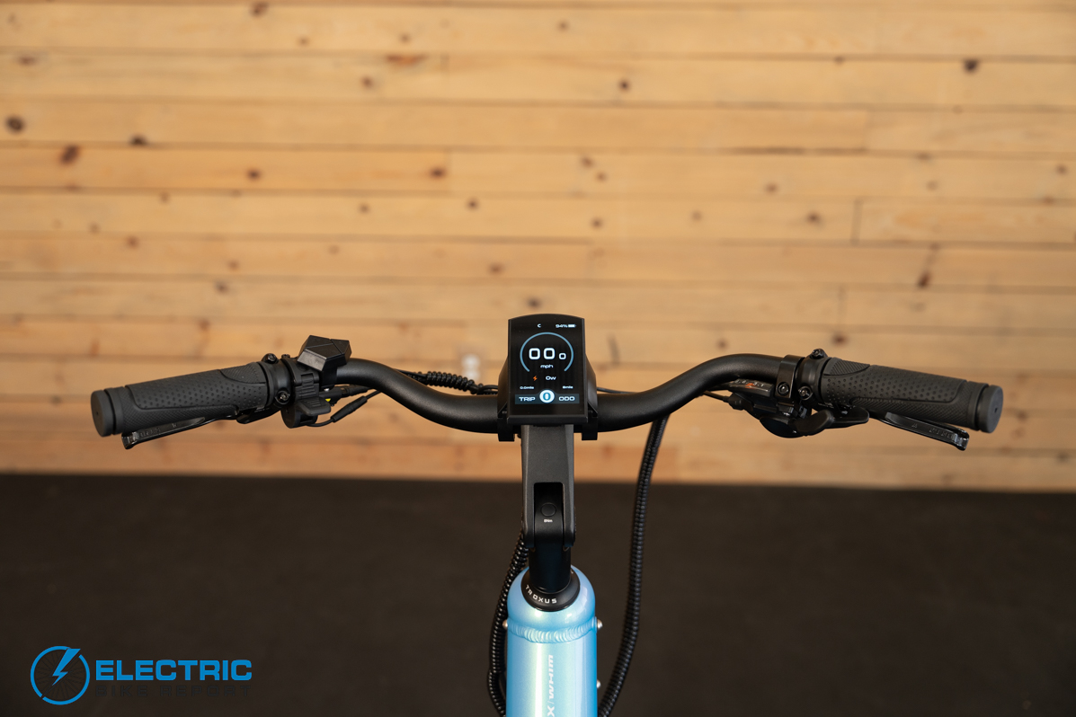 Troxus Trax Whim IQ cockpit showing handlebars display and controls