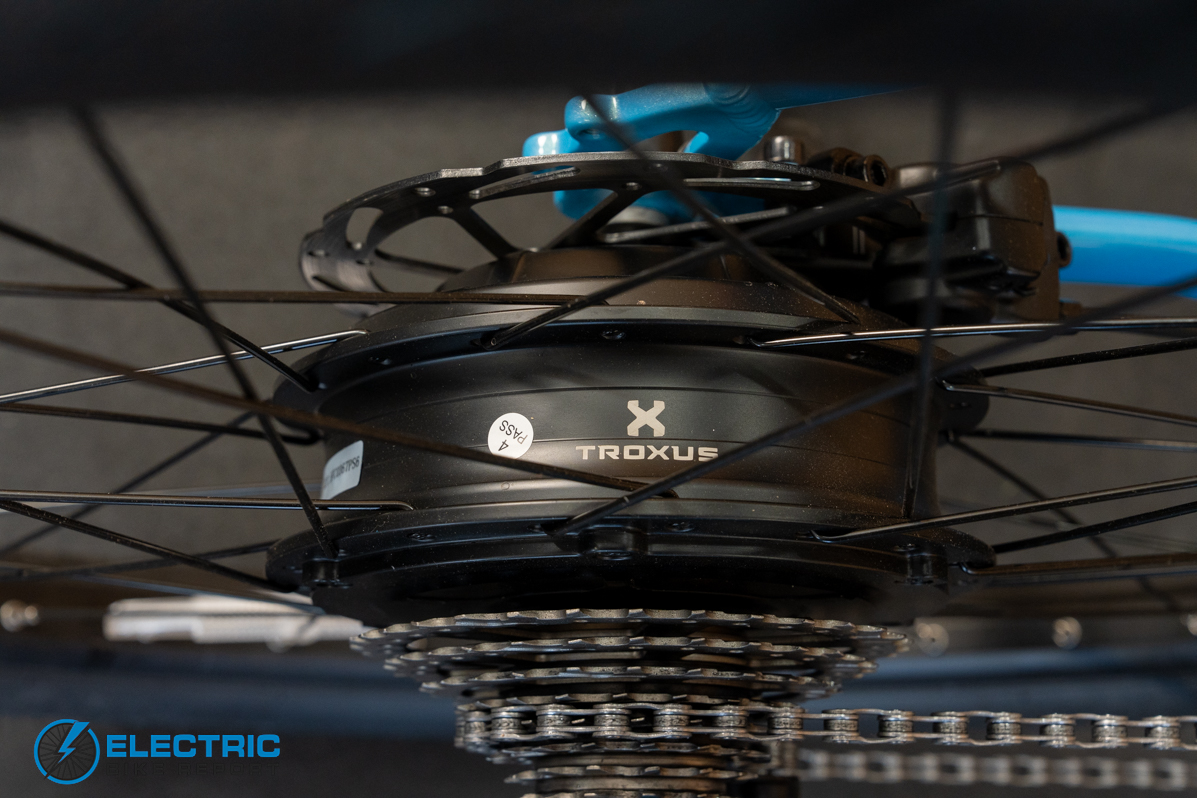 Troxus Trax Whim IQ electric bike motor close-up detail shot