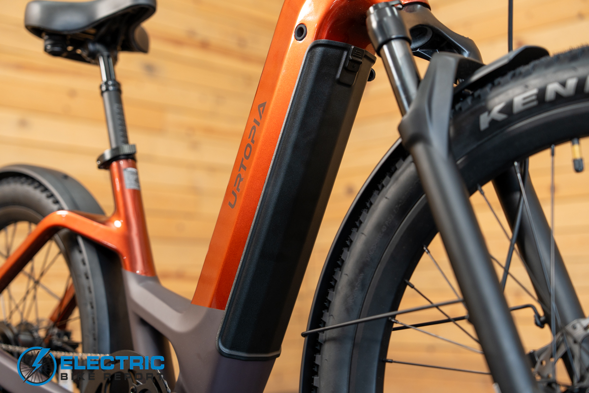 Urtopia Carbon Atom electric bike battery compartment detail view