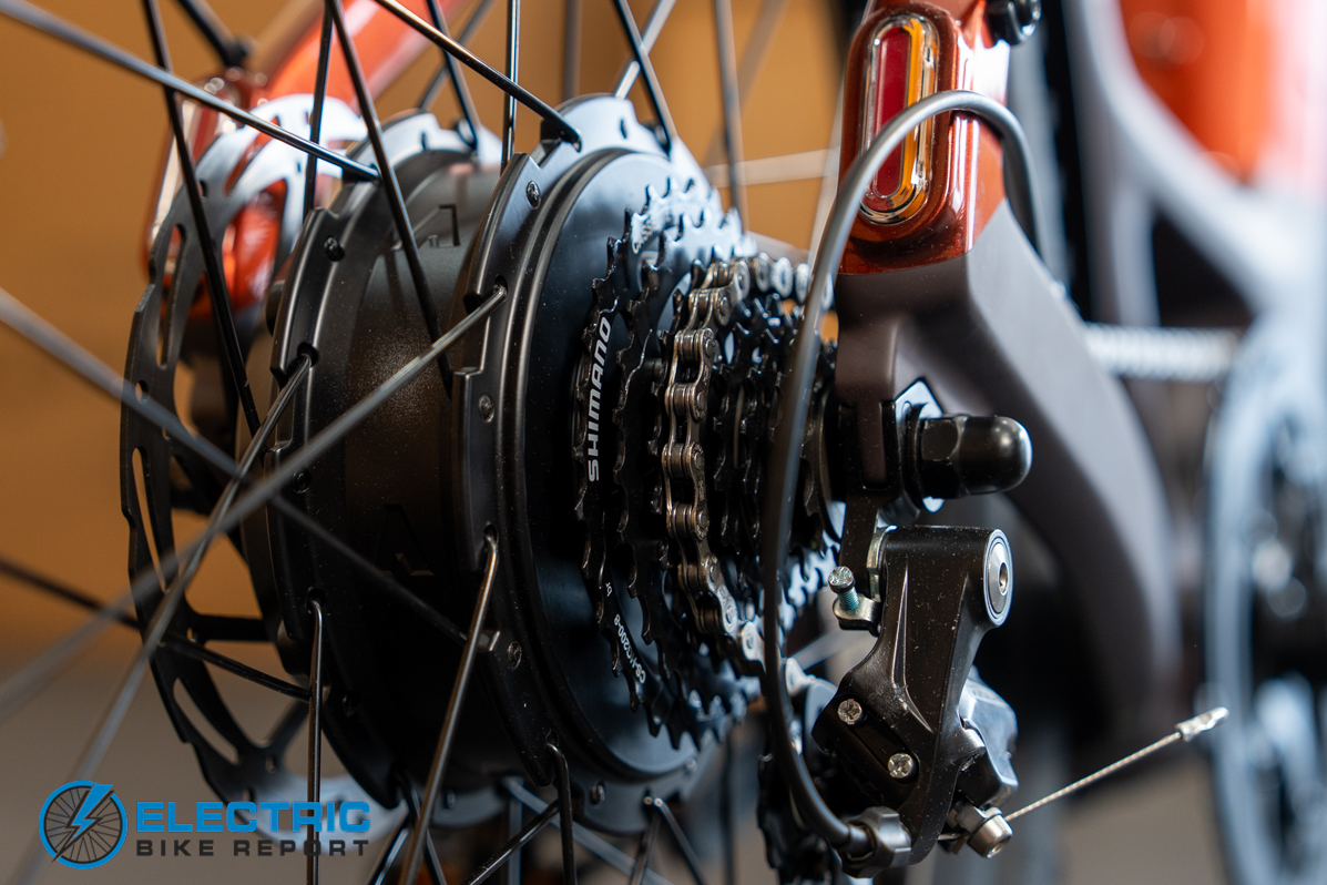Urtopia Carbon Atom rear cassette close-up showing gear cluster detail