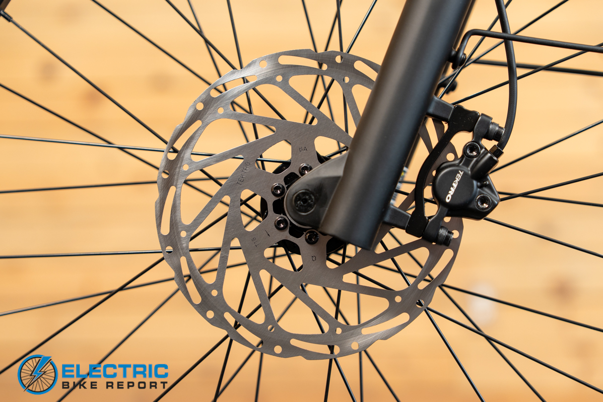 Urtopia Carbon Atom front brake caliper detail close-up