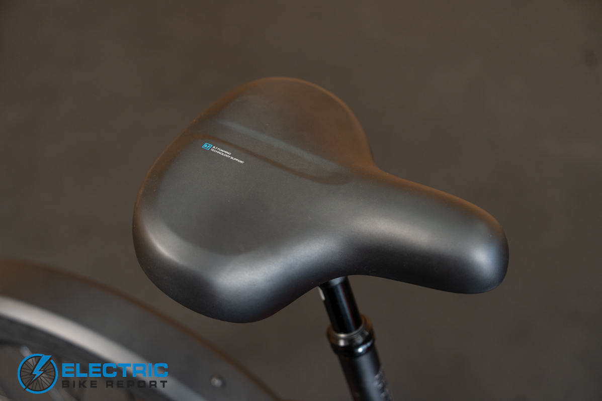 Urtopia Carbon Atom electric bike saddle close-up view