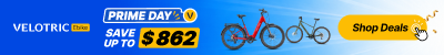 Prime Day Velotric e-bikes banner: deals up to $862 with a 'Shop Deals' call-to-action button.